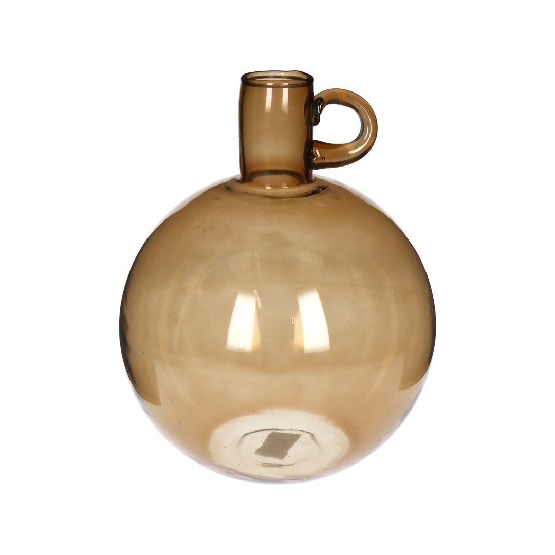 フラワーベース ガラスブラウン H23