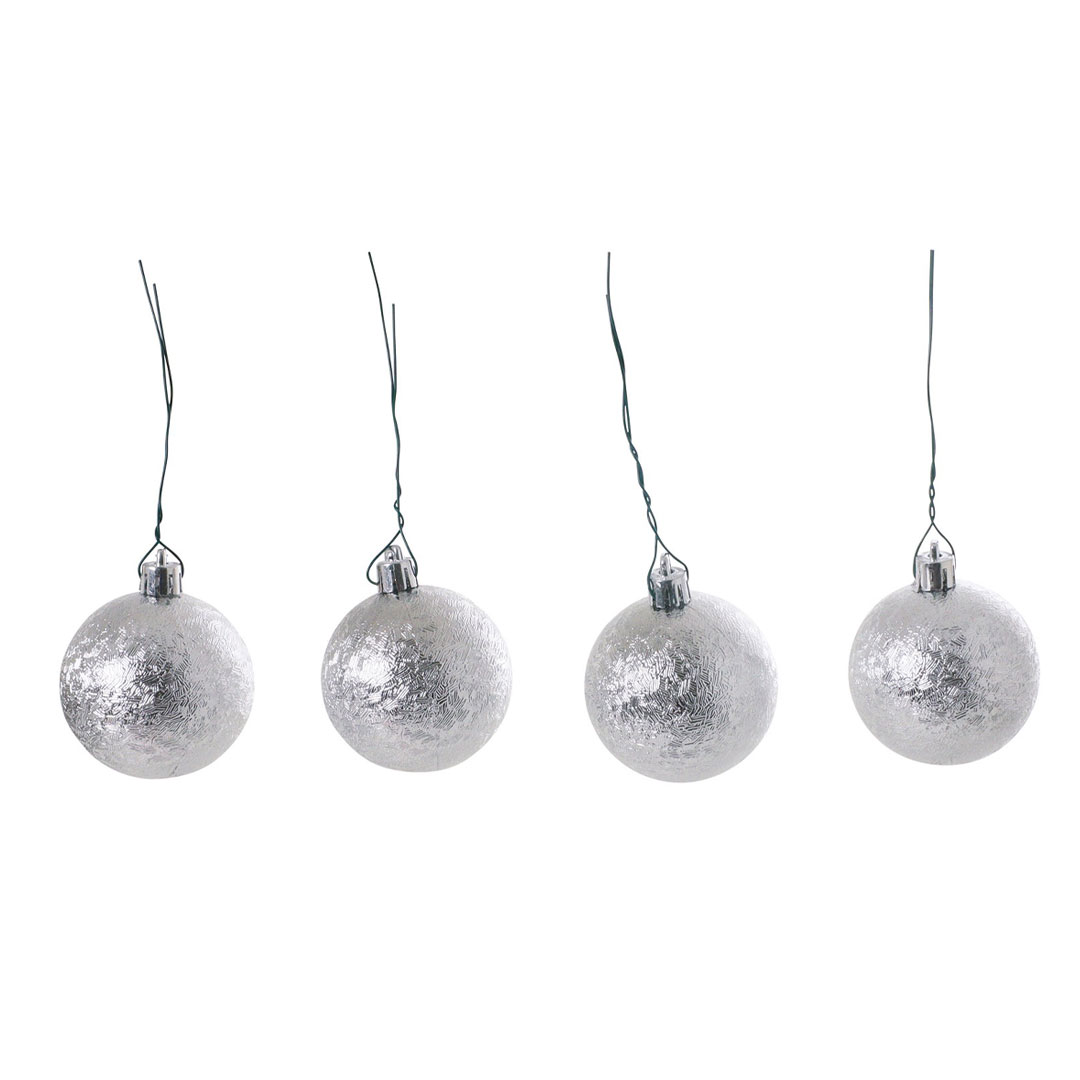 シャイニーパターン ボール 直径6cｍ シルバー クリスマス オーナメント 20個セット