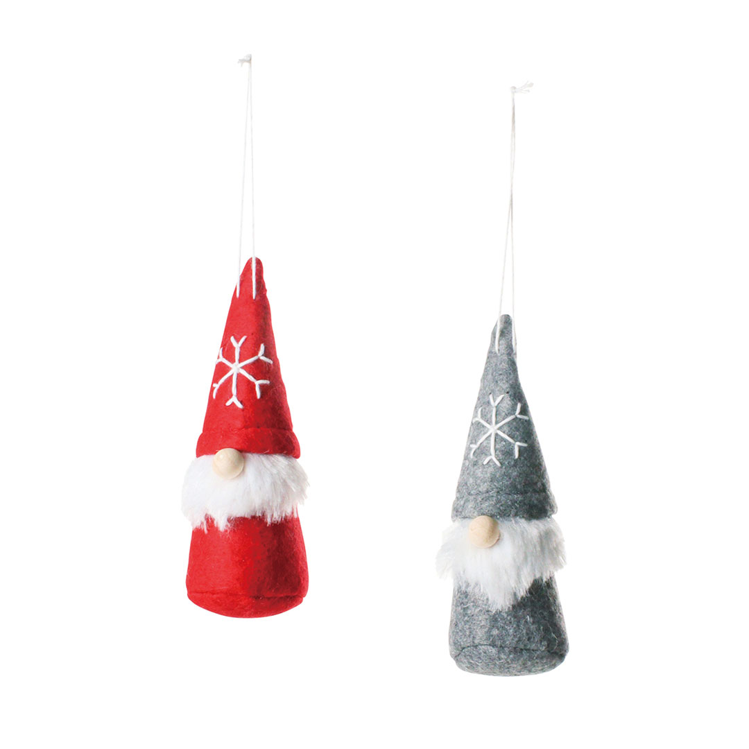 フェルト ニッセ オーナメント 赤 グレー / 6点セット