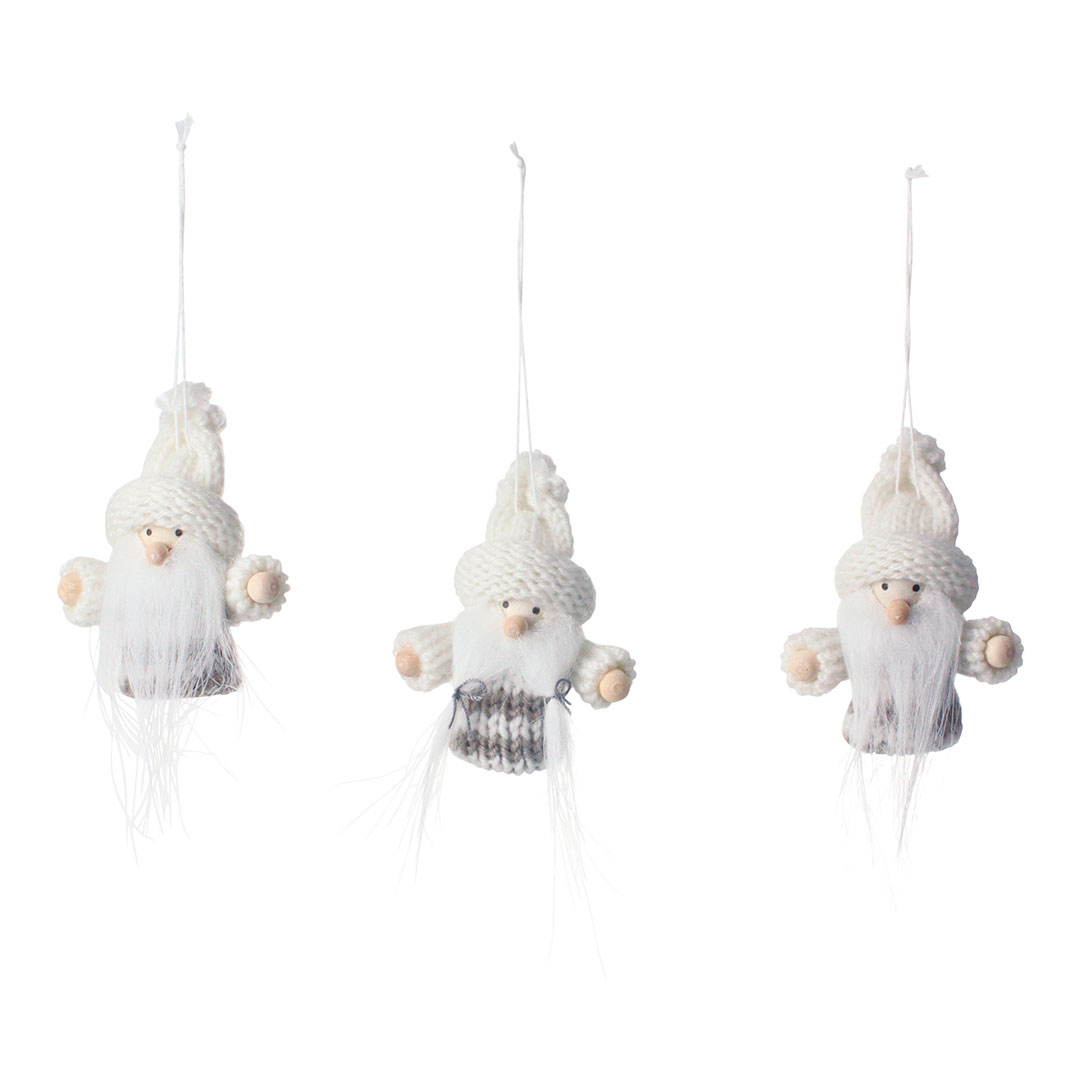 ホワイトニットサンタオーナメント3P / 9点セット
